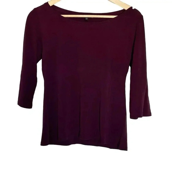 Eileen Fisher Stretch Silk Jersey Shirt Burgandy Size S/P - Picture 1 of 5